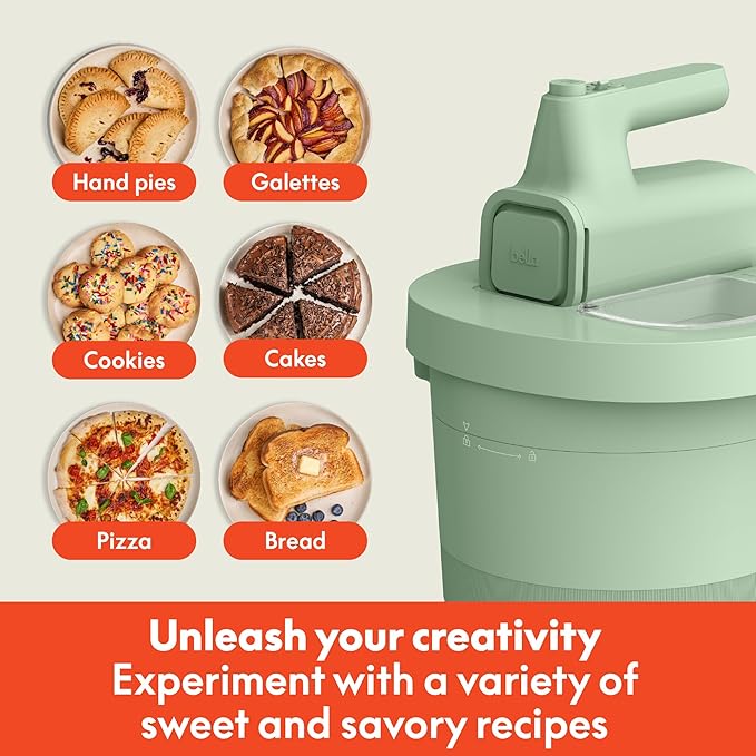 bella 3.5 Qt Hand & Stand Mixer, 2 in 1 Electric Mixer with Bowl, Dough Hook, Whisk & Egg Beater, Multifunctional Handheld Mixer for Baking, 200 Watt, Seaglass