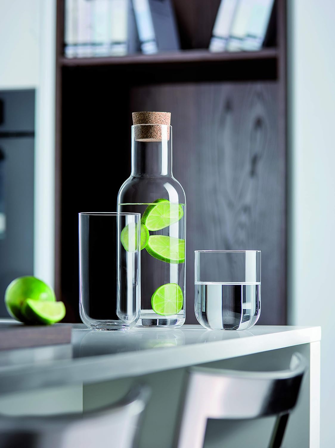 Luigi Bormioli Sublime 34 oz Carafe with Cork Stopper – Elegant Ultra Clear Glass Carafe For Wine, Water, Juice, Milk, Coffee, Iced Tea – Wide Mouth Carafe For Restaurants & Home Use – Made In Italy