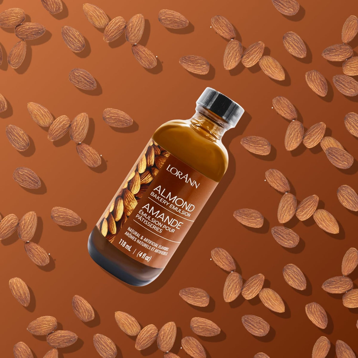 LorAnn Oils Almond Bakery Emulsion: True Essence, Ideal for Boosting Fruit Tones in Cakes, Cookies & Desserts, Gluten-Free, Keto-Friendly, Extract Substitute Essential for Your Kitchen, 4 Oz