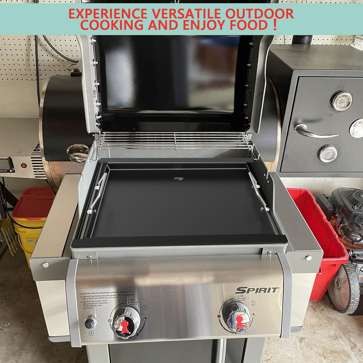 Spirit 200 Full Size Griddle Insert for Weber Spirit 200 Series Gas Grills (2016-2024) E-210 S-210 E-220 S-220 Grill Parts, 7637 Carbon Steel Flat Top Griddle Replacement for Weber Spirit I & II Parts