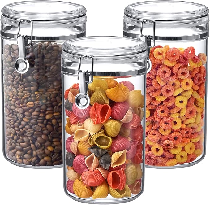 Amazing Abby - Cathy - 70-Ounce Plastic Canister (Set of 3), Plastic Airtight Food Container, Stackable for Pantry Storage, BPA-Free and Shatter-Proof, Perfect for Home and Commercial Use