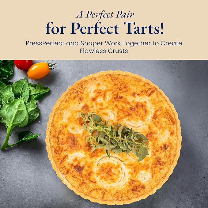 Classic All-in-One Tart Pan 9 Inch Removable Bottom Set with Patented Silicone Crust Shaper & Pie Weight - Quiche Baking Dish & Tart Molds for Baking Fruit Tarts, Pies & Quiches