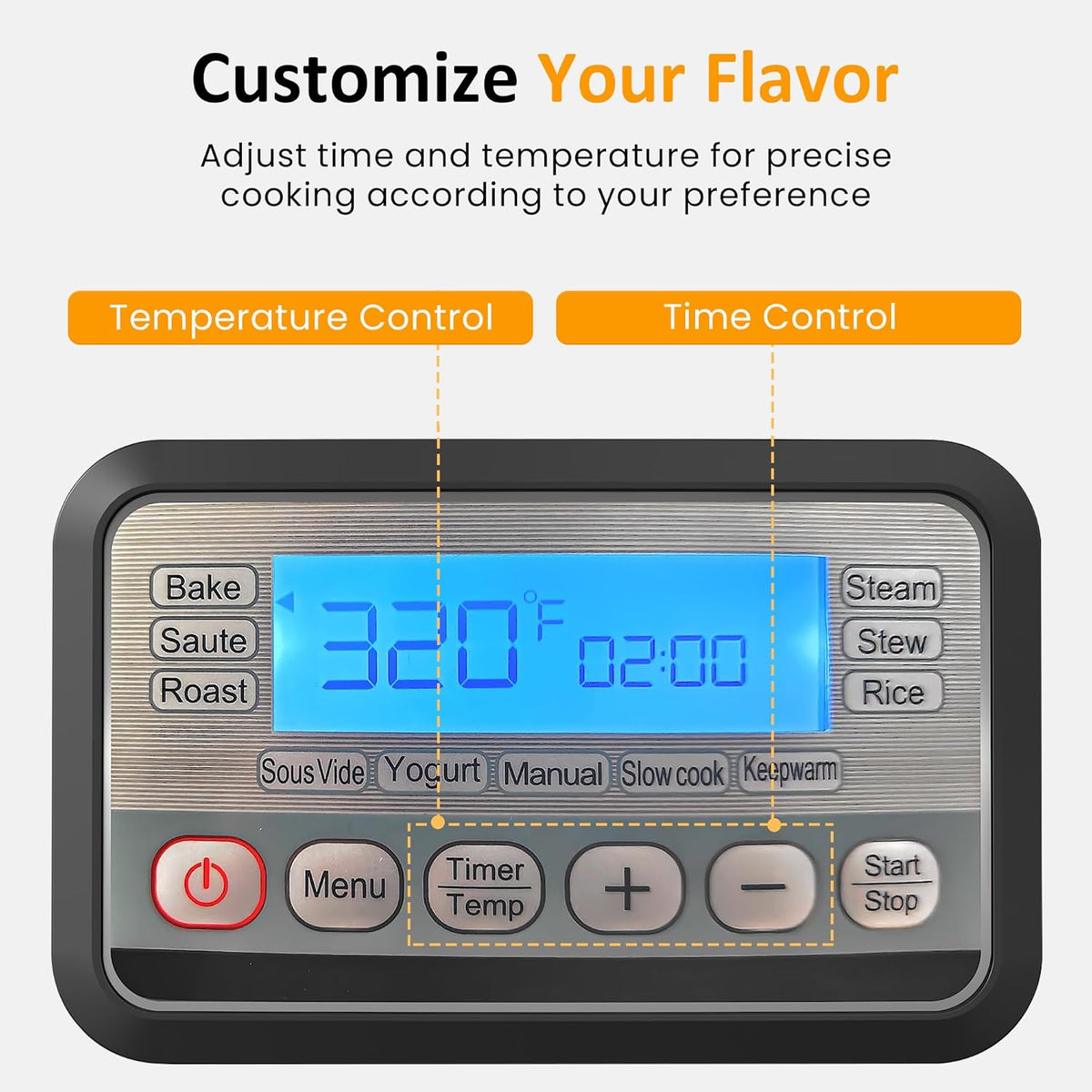 Sunvivi 6.5 Quart Slow Cooker Roaster Oven：11 in 1 programmable Multi-Cooker Food Warmer with Digital Timer, Temp Control, Removable Nonstick Cast Aluminum Pot & Dishwasher-Safe Tempered Glass Lid