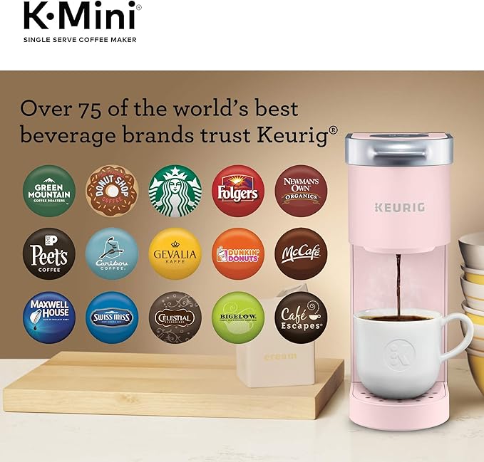 Keurig K-Mini Single Serve K-Cup Pod Coffee Maker, 6 to 12oz Brew size, with Cord Storage, Perfect for Small Spaces, Dusty Rose
