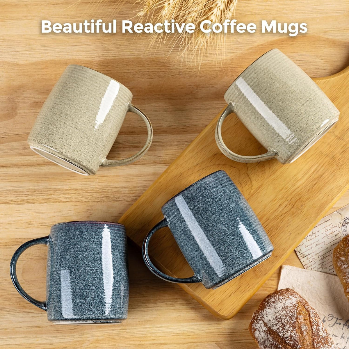 GBHOME Large Ceramic Coffee Mugs Set of 6, 18oz Handmade Stoneware Coffee Mugs Set for Latte/Cappuccino/Hot Cocoa, Dishwasher & Microwave Safe, Multi-Color