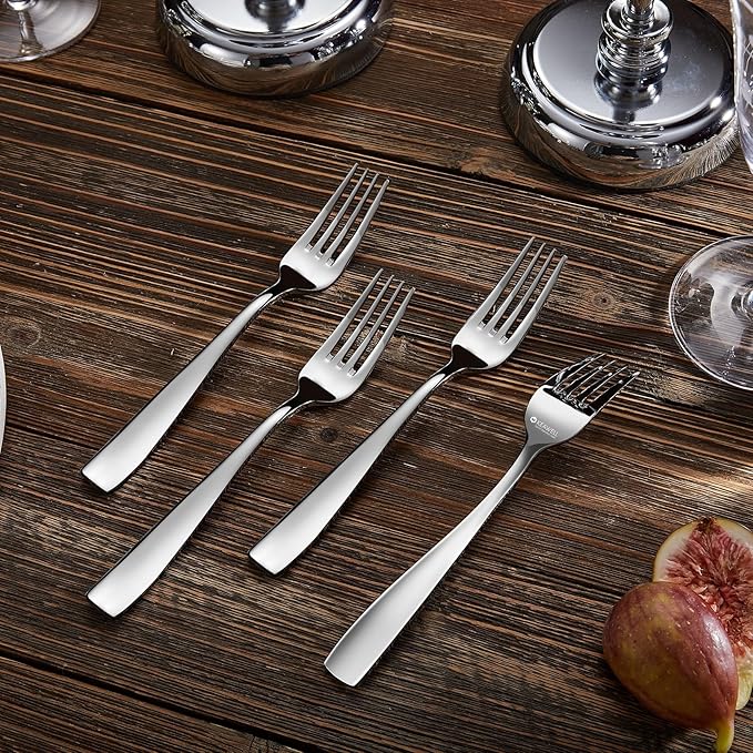 KEAWELL Premium 4-Piece Louis Salad Fork, 18/10 Stainless Steel, Set of 4, Fine Fork Set with Squared Edge, Dishwasher Safe (7.6 inches)