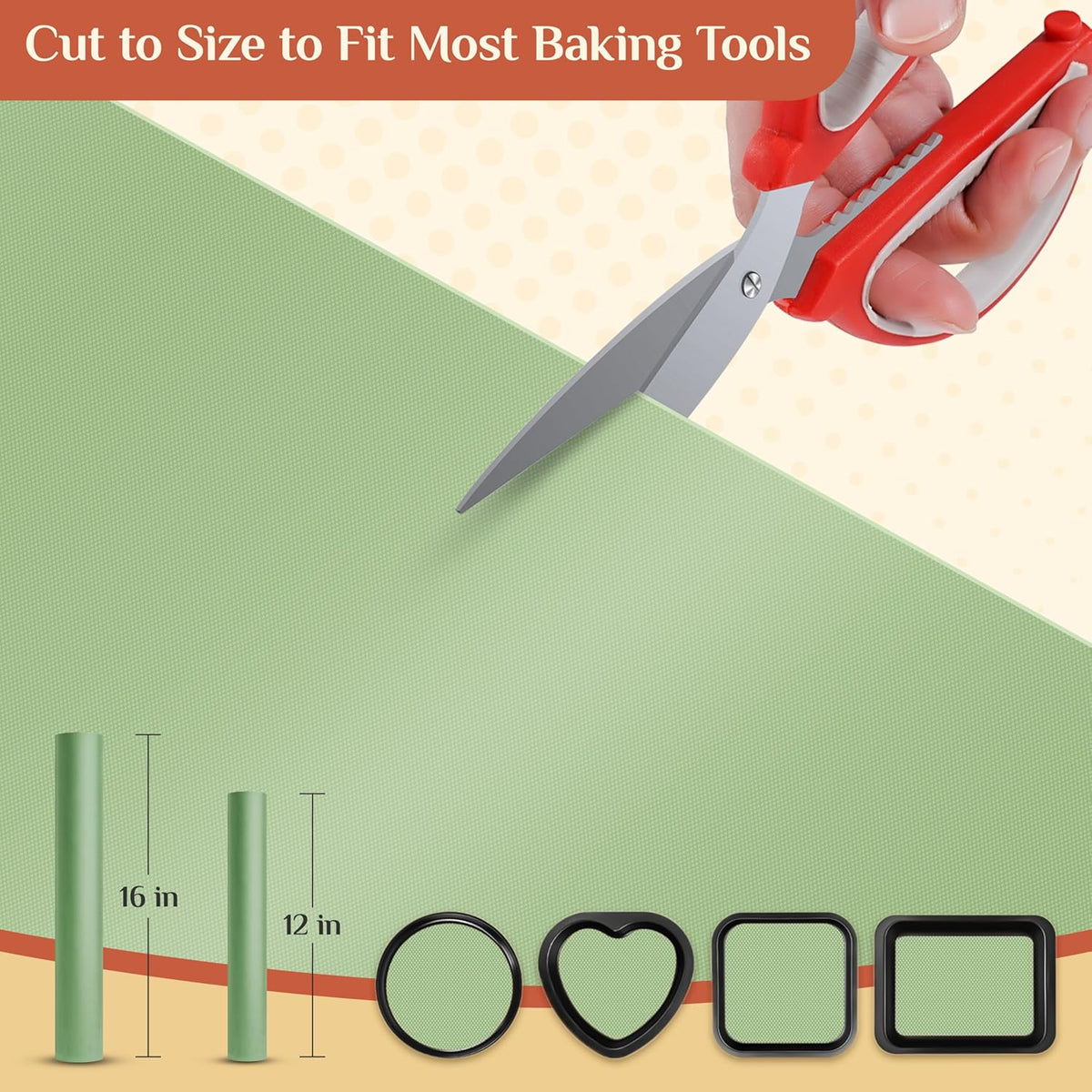 Silicone Baking Mat, 16 IN x 10 FT Free Cutting Baking Sheet,Non-Stick Reusable Dough & Pastry Mat,Non-Slip Silicone Mat Roll for Air Fryer Liner,Freeze Dryer,Oven Baking Pan,Kitchen Counter