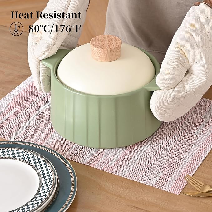 Leetaltree Misty Rose Placemats Set of 6 - Heat Resistant Non-Slip Place mats for Dining Table, Washable Durable PVC Vinyl Woven Table Mats（Misty Rose, 6）