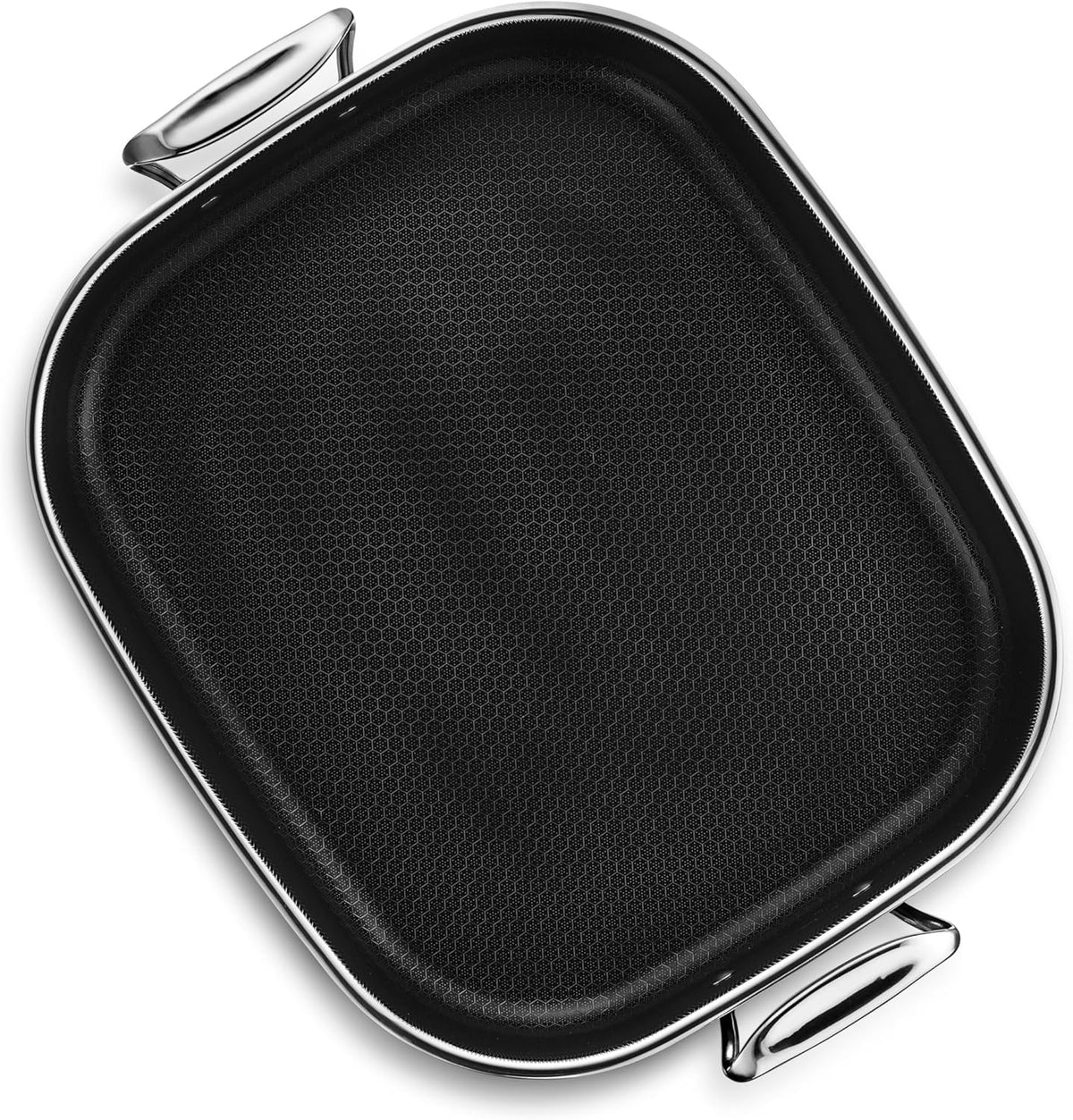 HexClad Hybrid Nonstick Roasting Pan with Rack, Dishwasher-Friendly, Oven-Safe Up to 900°F, Compatible with All Cooktops
