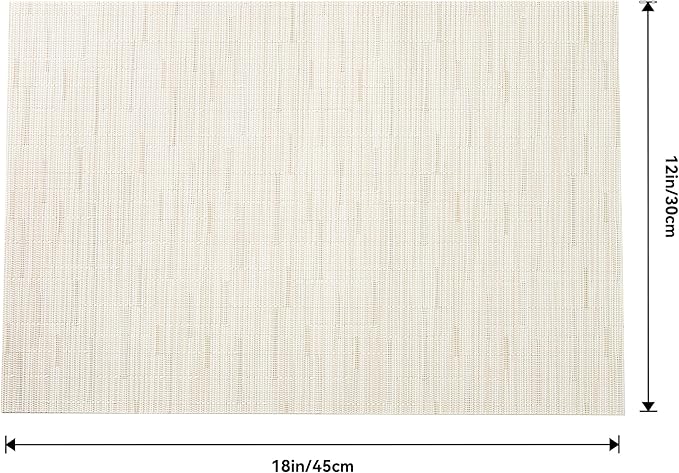 Leetaltree Pale Beige Placemats Set of 4 - Heat Resistant Non-Slip Place mats for Dining Table, Washable Durable PVC Vinyl Woven Table Mats（Pale Beige, 4）