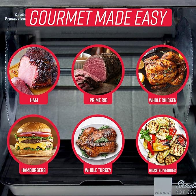 Ronco Modern Rotisserie Oven, Large Capacity (12lbs) Countertop Oven, Multi-Purpose Basket for Versatile Cooking, Easy-to-Use Controls