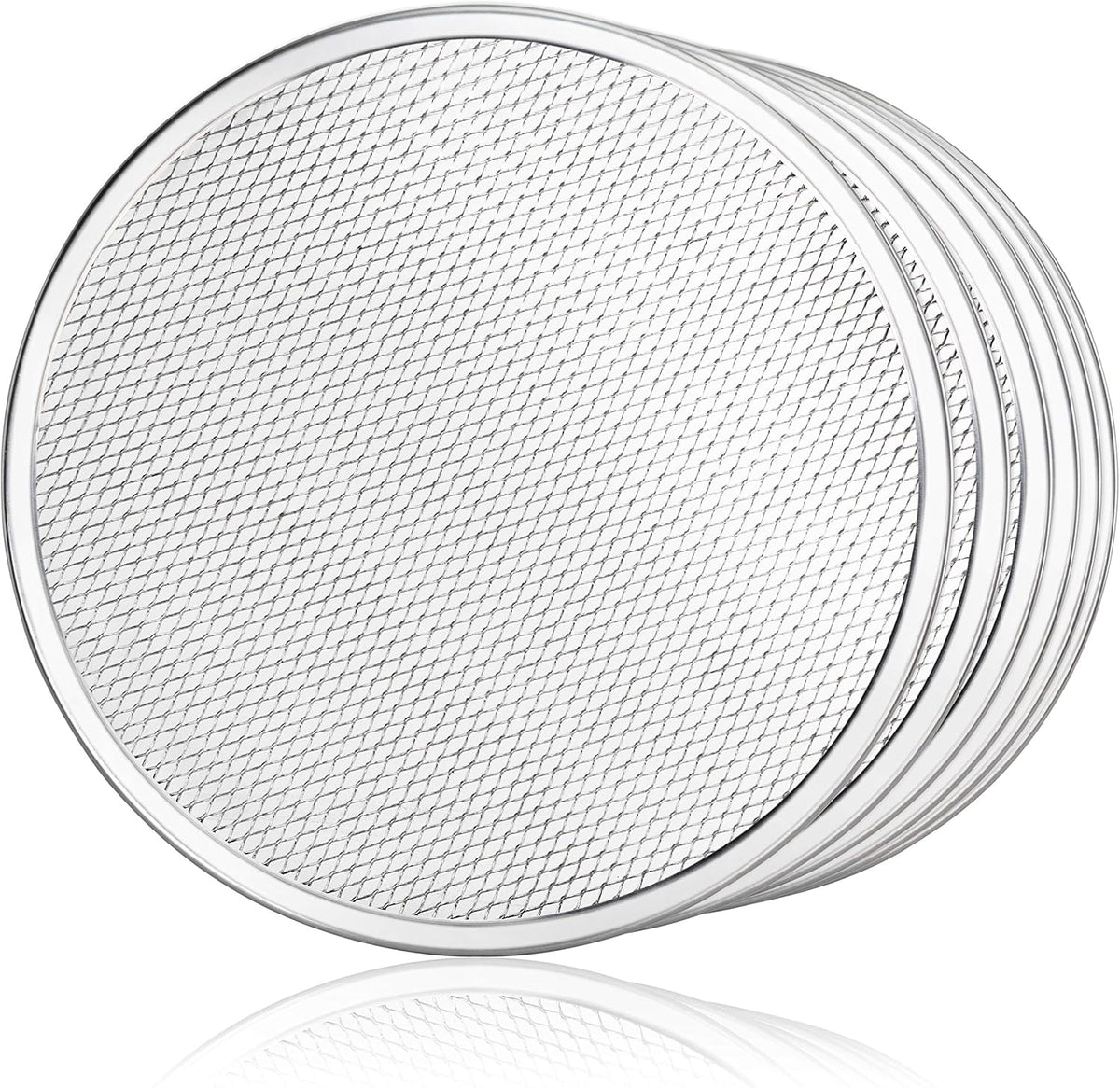 New Star Foodservice 50950 Restaurant-Grade Aluminum Pizza Baking Screen, Seamless, 12-Inch, Pack of 6