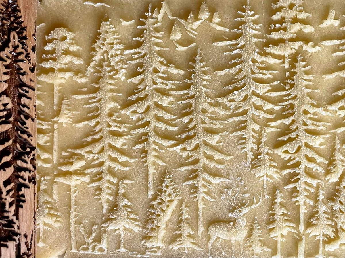 WILD 3 mini Embossed Rolling Pin Set with Bees, Meadow and Forest Patterns by Algis Crafts for Cookies and Pottery by Algis Crafts
