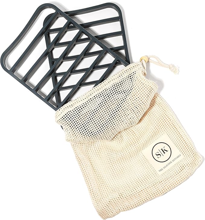 The Silicone Kitchen Silicone Roasting Rack Pan Extra Large, Dishwasher Safe, BPA Free, Non-Toxic, 7 in by 10.75 in, Navy, 2 Pack