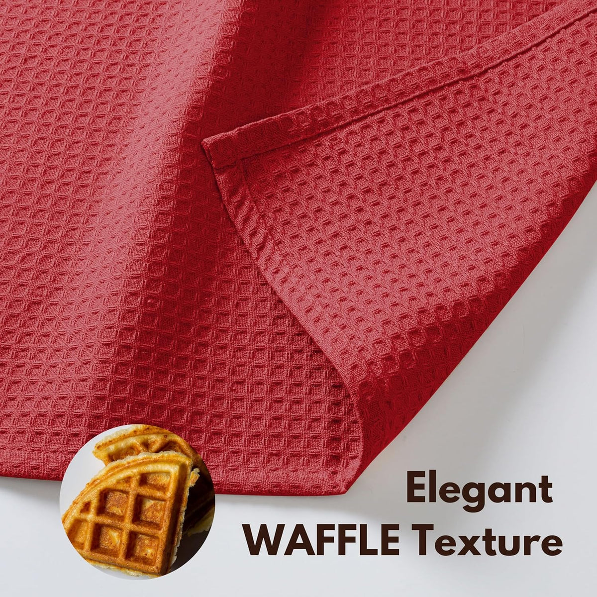 Native Fab Cotton Kitchen Towel with Hanging Loop 16x26 inches, 6-Pack, Waffle Weave Kitchen Towels for Cleaning Drying, Washcloths Soft & Absorbent Cloth Rags, Bar Towel, Dish Cloth, Red