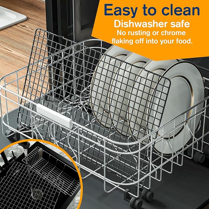 2PCS Cooling Racks for Cooking and Baking - 10" x 16"Heavy Duty Stainless Steel Wire Rack for Baking, Grilling, Roasting - Oven & Dishwasher Safe - Fits Half Sheet Pan（Black）