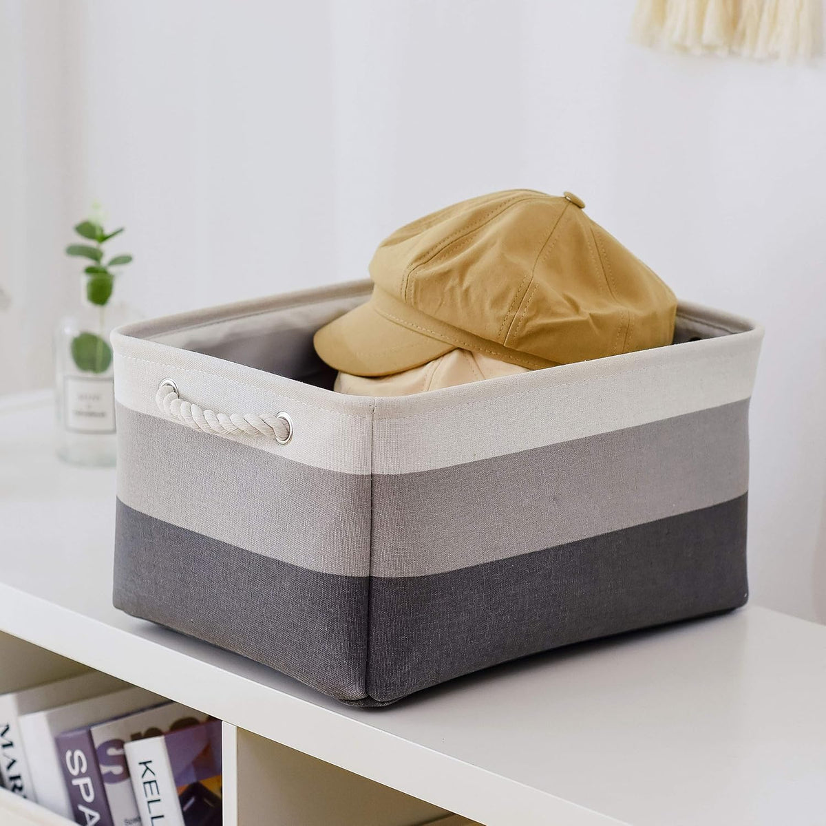 Large Storage Baskets for Shelves, Fabric Baskets for Organizing, Collapsible Storage Bins for Closet, Nursery, Clothes, Toys, Home & Office [3-Pack, Gray Gradient]