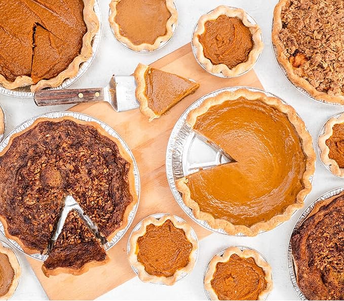 9" Aluminum Foil Pie Tins (25 Pack), Disposable Aluminum Pie Pans, Foil Pans for Baking, Cooking, Freezer Safe, Round Foil Pans, Foil Plates Perfect for Quiche, Tarts, Pies, & Takeout Spare Essentials
