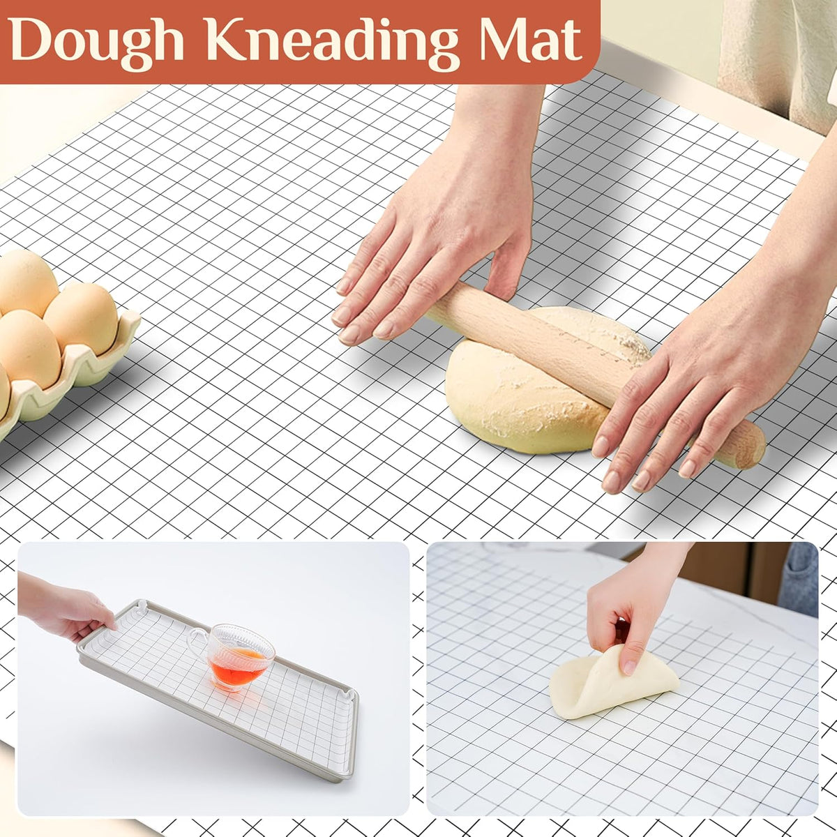 Silicone Baking Mat, 16 IN x 6 FT Free Cutting Baking Sheet,Non-Stick Reusable Dough & Pastry Mat,Non-Slip Silicone Mat Roll for Air Fryer Liner,Freeze Dryer,Oven Baking Pan,Kitchen Counter