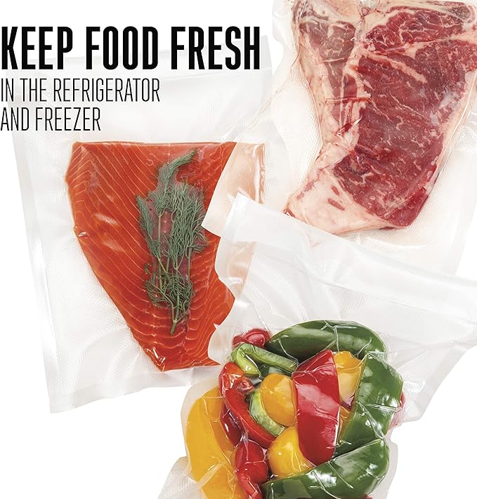 Weston Vacuum Sealer Bags, 2 Ply 3mm thick, for NutriFresh, FoodSaver & Other Heat-Seal Systems, for Meal Prep and Sous Vide, BPA Free, 11" x 16" (Gallon), 100 count, Clear