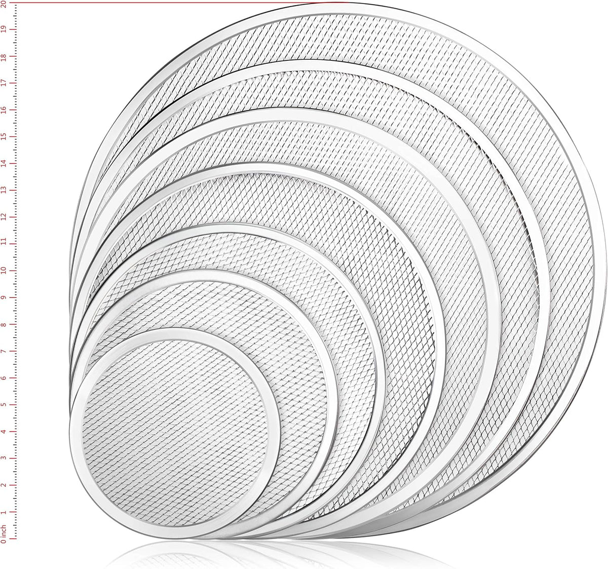 New Star Foodservice 50950 Restaurant-Grade Aluminum Pizza Baking Screen, Seamless, 12-Inch, Pack of 6