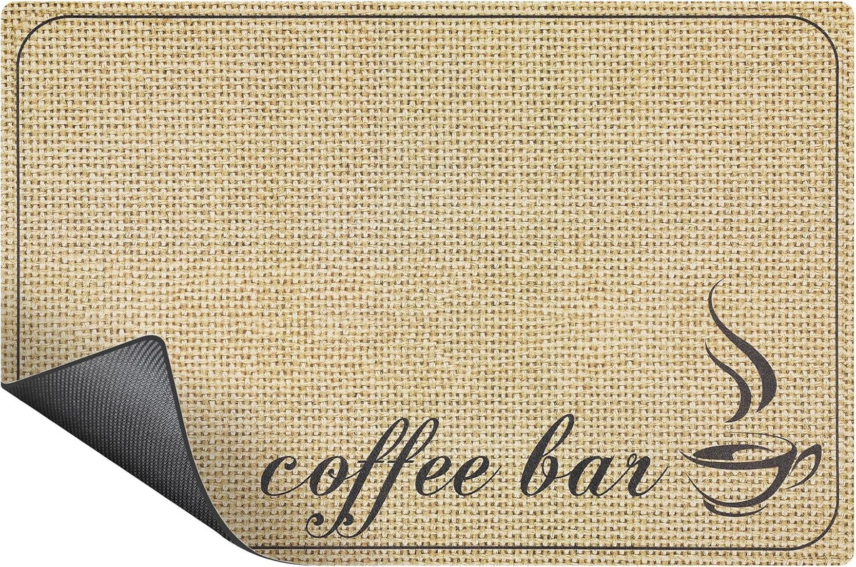 SUEH DESIGN Coffee Mat, Absorbent Dish Drying Mat 23.6 x 15.7 in Quick Dry Coffee Mat Large Drying Mats for Kitchen Counter Coffee Bar, Coffee Bar