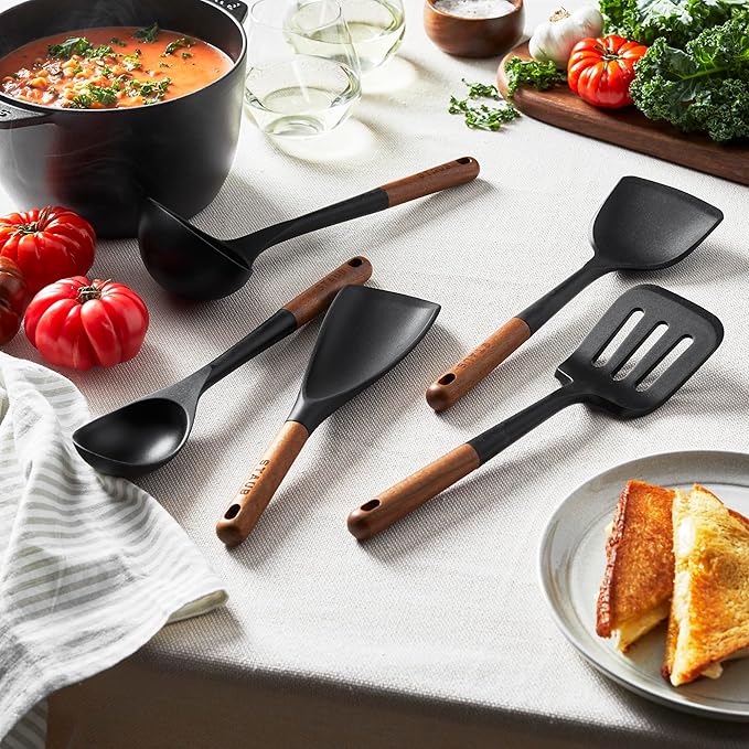 STAUB Silicone with Wood Handle 5-pc Cooking Utensil Set