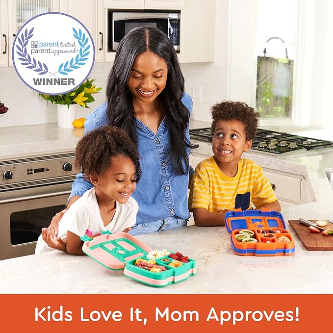 Bentgo Kids Prints Leak-Proof, 5-Compartment Bento-Style Kids Lunch Box - Ideal Portion Sizes for Ages 3-7, Durable, Drop-Proof, Dishwasher Safe, & PFAS & BPA-Free Materials (Sports)
