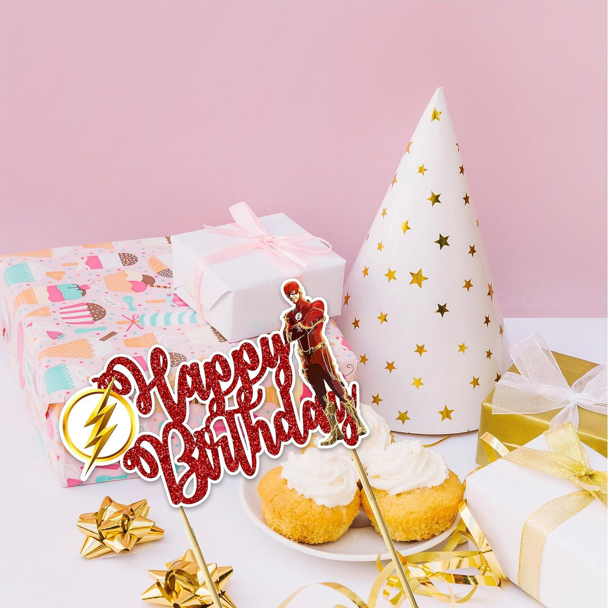 Flsh Happy Birthday Cake Topper - Birthday Decorations.