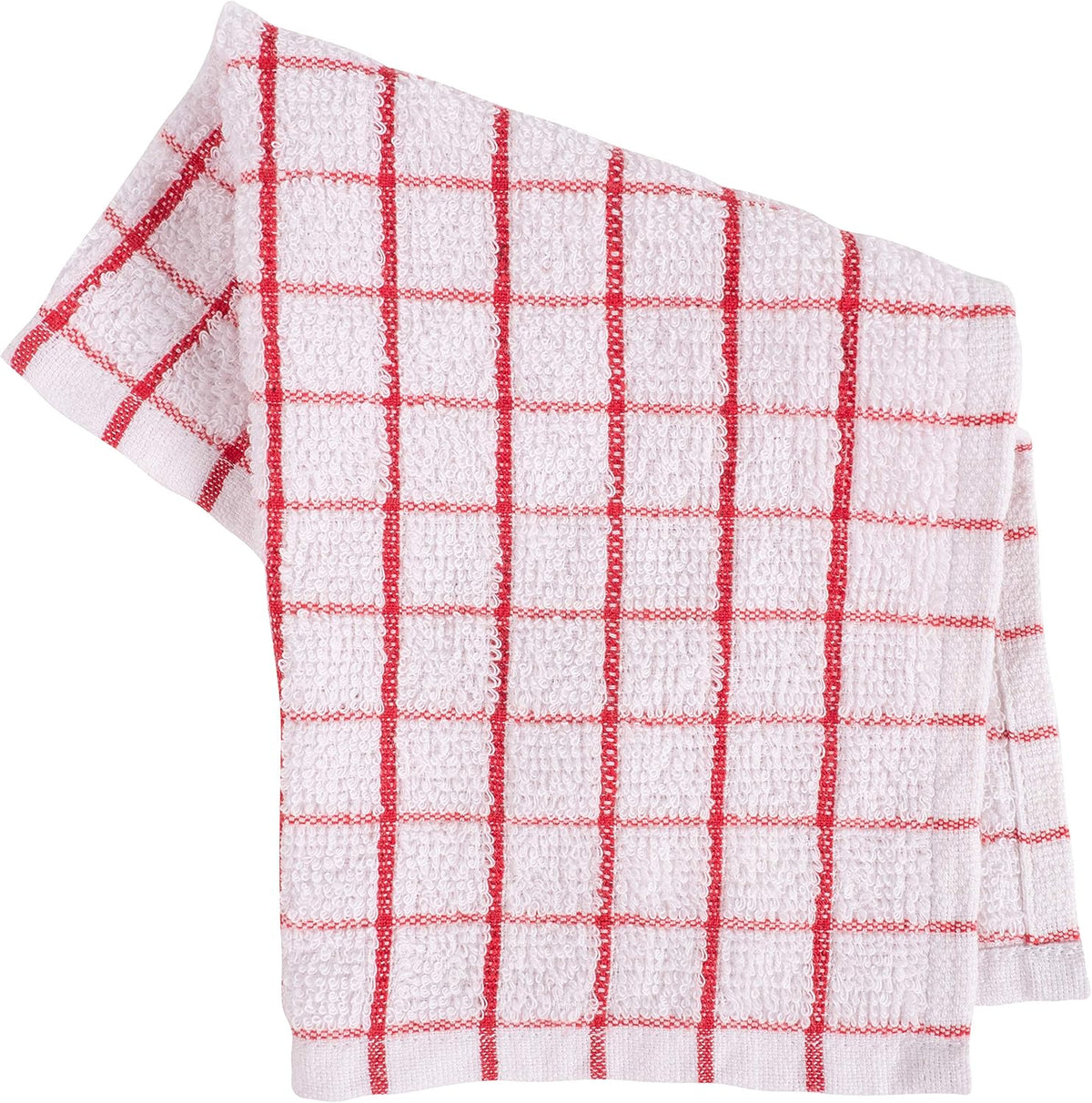 KAF Home Pantry 100% Cotton Checkered Grid Dish Cloths | Set of 6, 12 x 12 Inches | Absorbent and Machine Washable | Perfect for Cleaning Counters, and Any Household Spills - Red