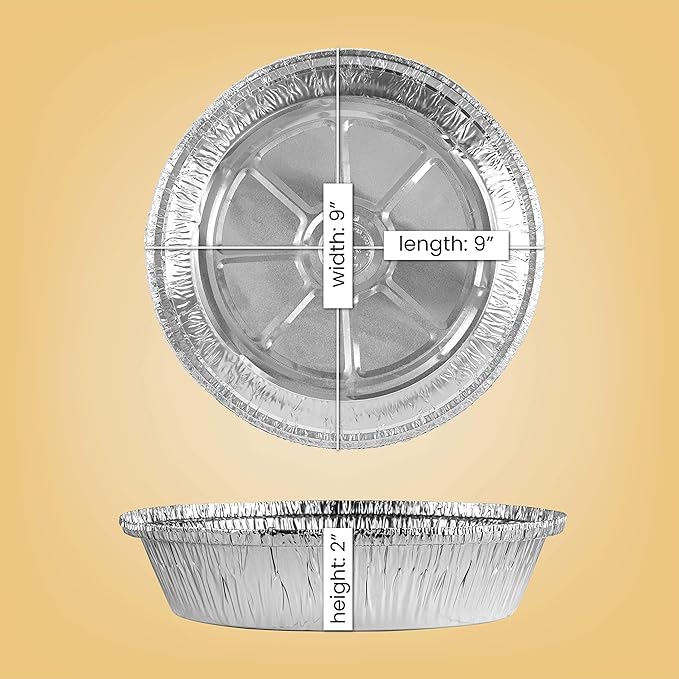 PLASTICPRO 9'' Inch Round Tin Foil Pans Disposable Aluminum, Freezer & Oven Safe - For Baking, Cooking, Storage, Roasting, & Reheating, Pack of 50