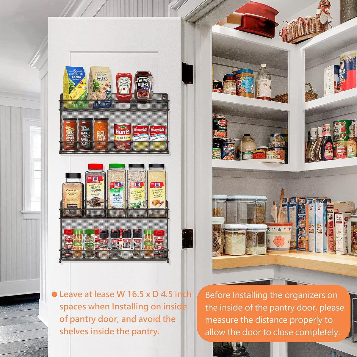 CAXXA 2 PK 2 Tier Mesh Kitchen Counter-top or Wall Mount Spice Rack Jars Storage Organizer, Bronze