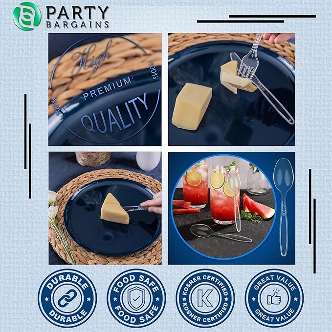 Party Bargains Disposable Cutlery set, SAPPHIRE Design, Clear Color, 360 Pieces: 180 Forks, 120 Spoons, 60 Knives