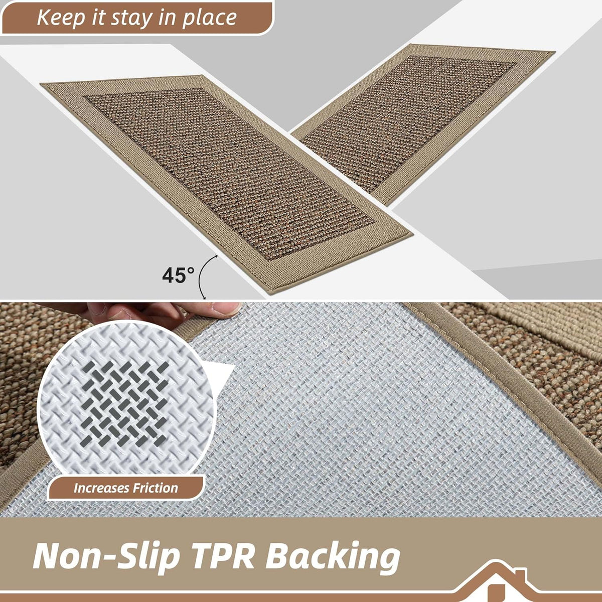 BEQHAUSE Indoor Door Mat 20" x 32", Dirt Trapper Door Mats Non-Slip Entryway Rugs Washable, Resist Dirt Absorbent Welcome Mat, Low Profile Floor Mats for Front Back Door and Entryway, Taupe