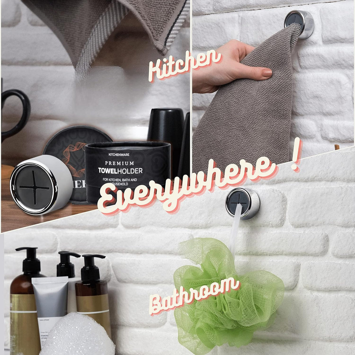 HEFA Towel Hooks, Towel Holder, Dish Towel Holder, Kitchen Organization, Kitchen Towel Hook, Kitchen Towel Holder, Hand Towel Holder, Kitchen Gadgets 8 Pack Eco, Chrome