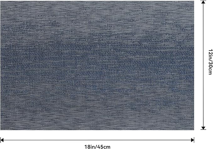 Leetaltree Denim Blue Placemats Set of 6 - Heat Resistant Non-Slip Place mats for Dining Table, Washable Durable PVC Vinyl Woven Table Mats（Denim Blue, 6）