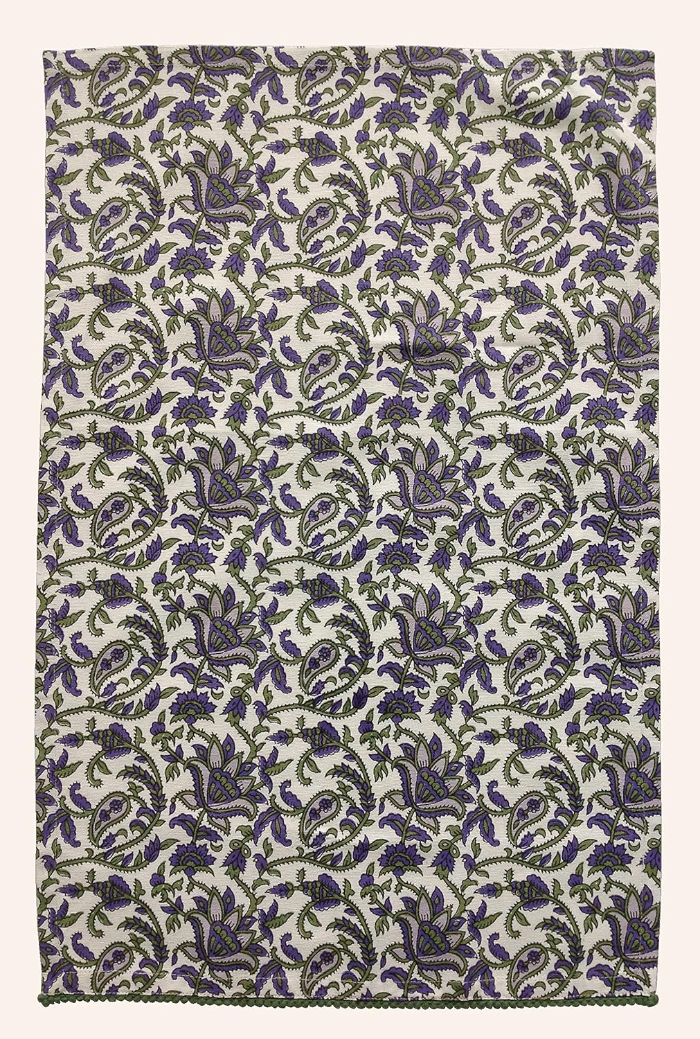 Printed Kitchen Dish Bar and Tea Towels Cotton, 18x28 inch with Trims, Cotton Dish Towel Sets (White & Purple, Set of 4)