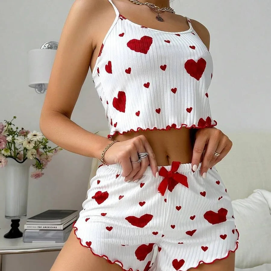 Women’s Heart Print Pajama Set