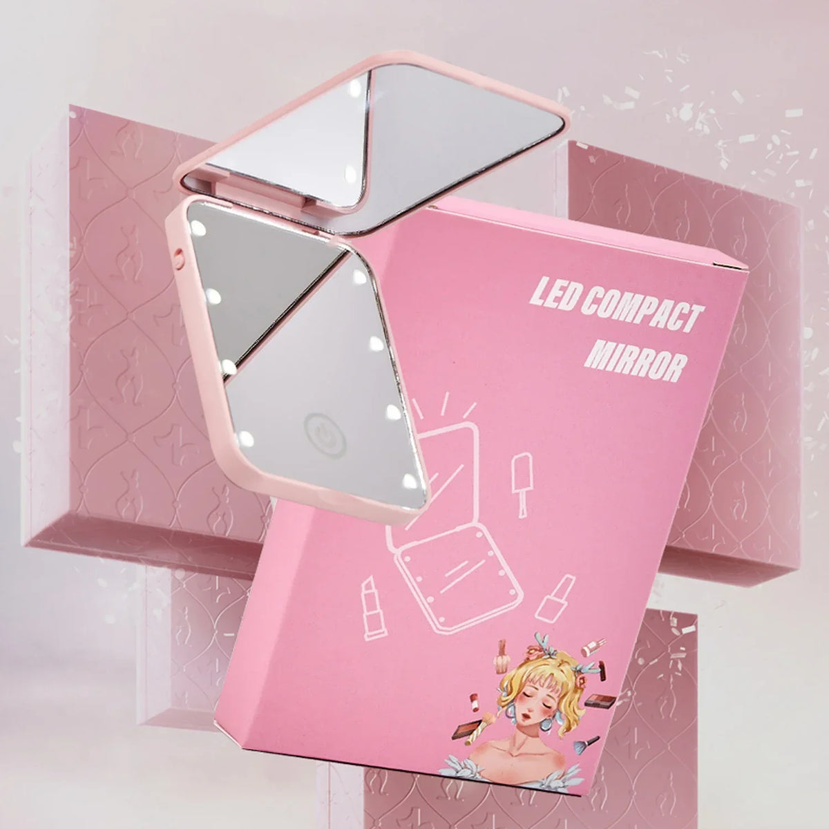 Compact Folding LED Makeup Mirror