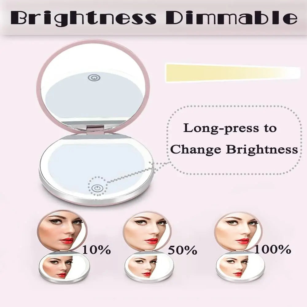 Portable LED Folding Travel Mirror