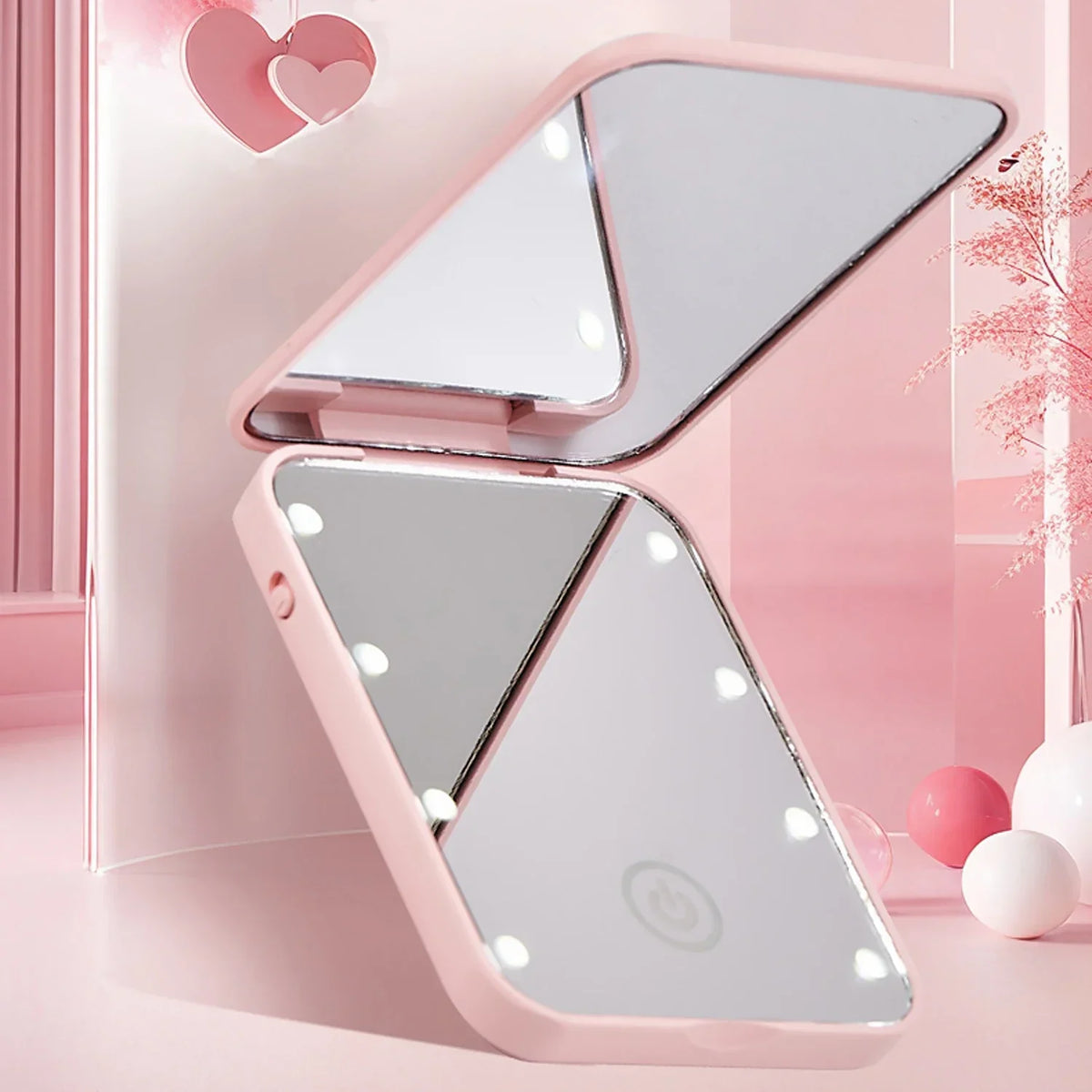 Compact Folding LED Makeup Mirror