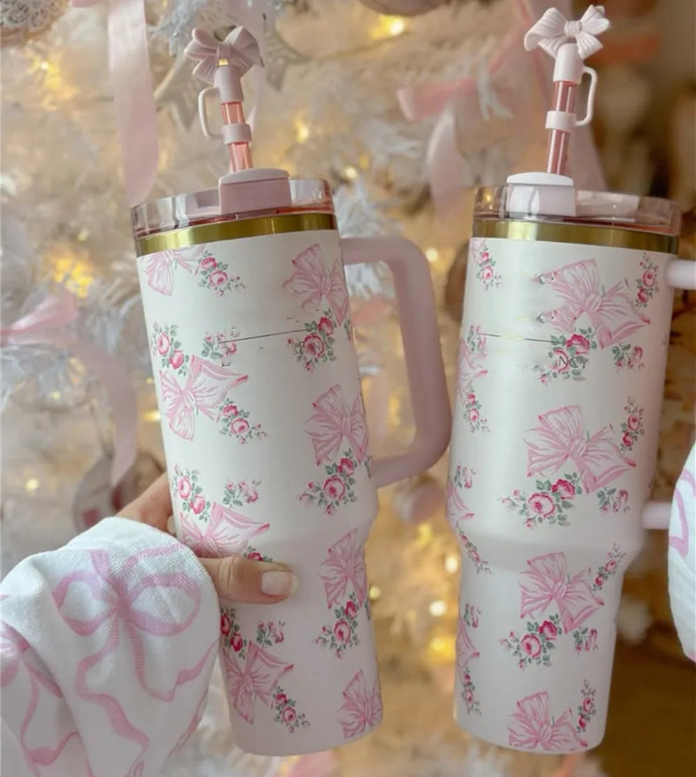 Cherry Pink Stanley Style Tumbler