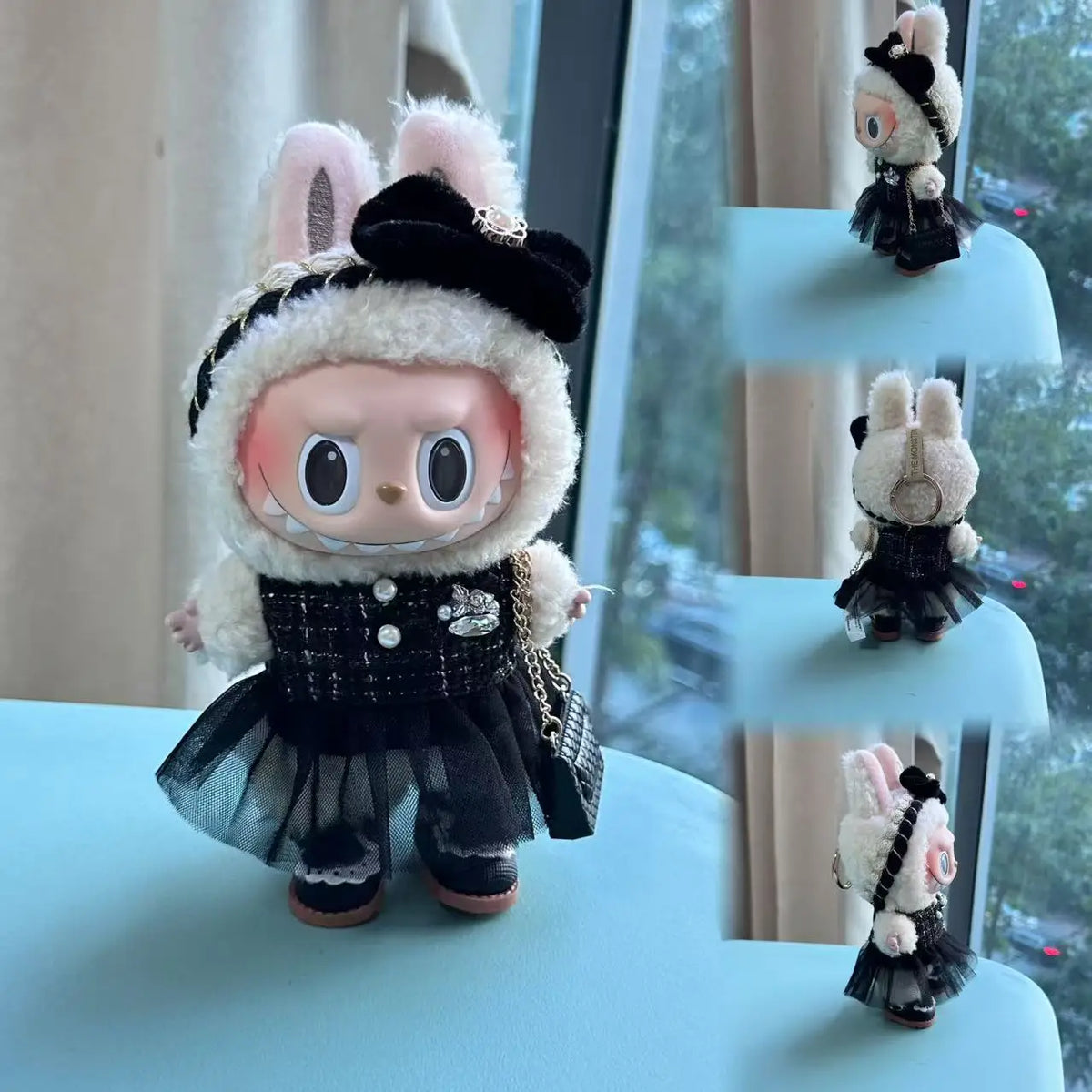 SeamosToys Black Camellia Labubu Clothes