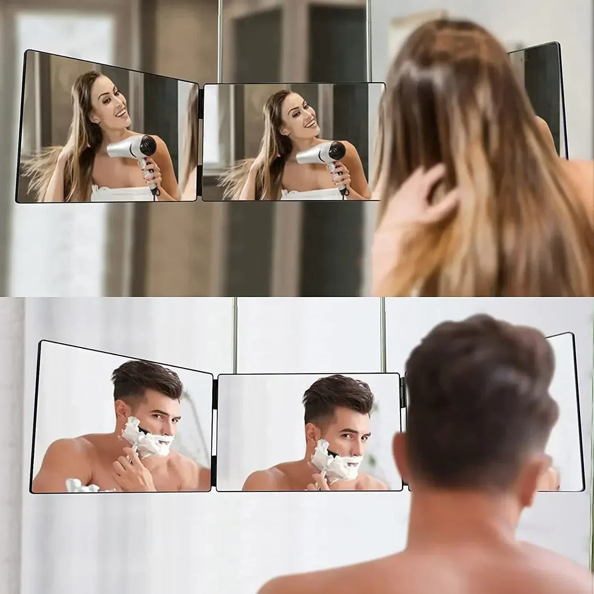 Retractable Adjustable Folding Three-Mirror