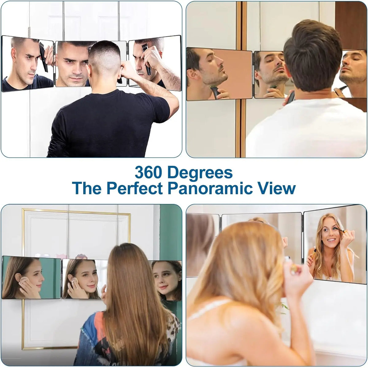 Black 360° Trifold Adjustable Mirror